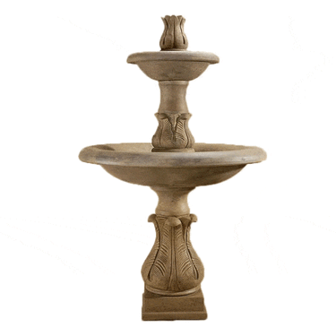 Folium Two Tier Outdoor Cast Stone Garden Fountain Tall Fountain Tuscan